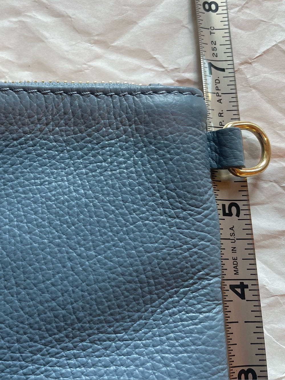 Peruzzi Slate Blue Leather Classic Wristlet NWT - Picture 9 of 12